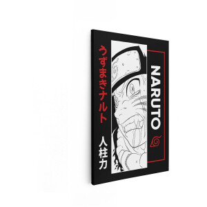 Artaza Canvas Schilderij Naruto Uzumaki - 40x60 cm - Wanddecoratie Anime - Muurdecoratie Jongenskamer - Schilderijen Zwart Wit