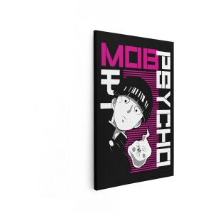 Artaza Canvas Schilderij Anime Mob Psycho 100 - 40x60 cm - Wanddecoratie Shigeo Kageyama - Muurdecoratie Slaapkamer - Decoratie Roze Zwart