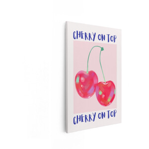 Artaza Canvas Schilderij Kersen - 60x90 cm - Wanddecoratie Fruit - Muurdecoratie Cherry On Top - Schilderijen Op Canvas Roze