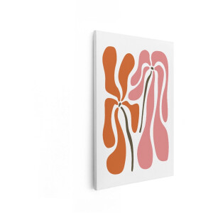Artaza Canvas Schilderij Abstracte Bloemen - 60x90 cm - Wanddecoratie Boho - Muurdecoratie Woonkamer - Decoratie Organische Vormen - Roze
