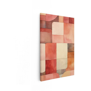 Artaza Canvas Schilderij Abstract - 60x90 cm - Wanddecoratie Geometrisch - Muurdecoratie Modern - Decoratie Terracotta Woonkamer - Warme Aardetinten