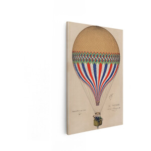 Artaza Canvas Schilderij Heteluchtballon - 40x60 cm - Wanddecoratie Vintage - Muurdecoratie Tricolore Parijs - Decoratie Retro Schilderijen