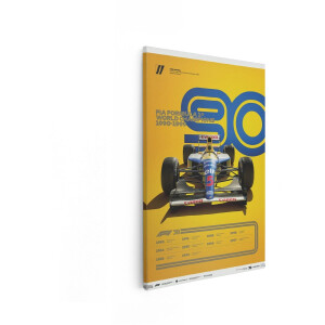 Artaza Canvas Schilderij Formule 1 Williams FW14B - 40x60 cm - Wanddecoratie Nigel Mansell - Muurdecoratie Raceauto - Decoratie Vintage Geel