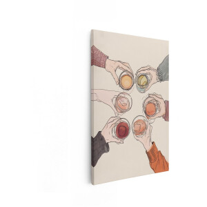 Artaza Canvas Schilderij Proost - 40x60 cm - Wanddecoratie Vrienden - Muurdecoratie Toast - Decoratie Woonkamer - Schilderijen Op Canvas