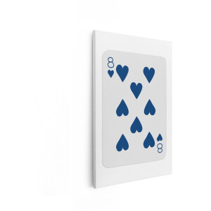 Artaza Canvas Schilderij Speelkaart Harten 8 - 80x120 cm - Wanddecoratie Kaartspel - Muurdecoratie Poker - Decoratie Blauw