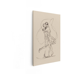 Artaza Canvas Schilderij Kussend Stel - 20x30 cm - Wanddecoratie Minimalistisch - Muurdecoratie Trouwdag - Schilderijen Op Canvas Dans