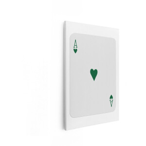 Artaza Canvas Schilderij Enkele Groene Klaver Aas Speelkaart op Witte Achtergrond - 40x60 cm - Wanddecoratie Woonkamer - Schilderijen - Muurdecoratie