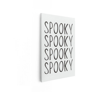 Artaza Canvas Schilderij Vier Keer het Woord 'Spooky' in Handgeschreven Letters op een Witte Achtergrond - 20x30 cm - Klein - Wanddecoratie Woonkamer - Schilderijen - Muurdecoratie