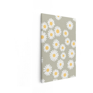Artaza Canvas Schilderij Madeliefjes - 40x60 cm - Wanddecoratie Bloemen - Muurdecoratie Boho - Decoratie Woonkamer - Groen