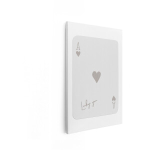 Artaza Canvas Schilderij Speelkaart Harten Aas - 80x120 cm - Wanddecoratie Lucky You - Muurdecoratie Minimalistisch - Decoratie Hart Beige