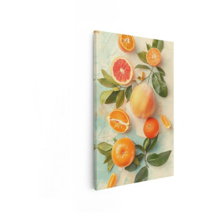 Artaza Canvas Schilderij Citrusvruchten - 40x60 cm - Wanddecoratie Keuken - Muurdecoratie Stilleven - Decoratie Fruit - Vintage