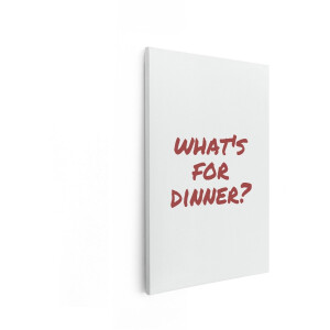 Artaza Canvas Schilderij Wat Eten We Vanavond - 80x120 cm - Wanddecoratie Keuken - Muurdecoratie Tekst - Decoratie Quote - Rood