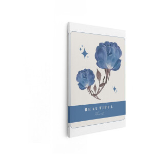Artaza Canvas Schilderij Twee Blauwe Rozen met Sprankelende Sterren in een Minimalistisch Ontwerp - 40x60 cm - Wanddecoratie Woonkamer - Schilderijen - Muurdecoratie