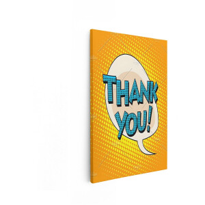 Artaza Canvas Schilderij Popart Thank You - 80x120 cm - Wanddecoratie Tekstballon - Muurdecoratie Retro - Decoratie Hal - Oranje