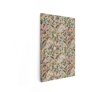 Artaza Canvas Schilderij Bloemen - 80x120 cm - Wanddecoratie Vintage Vogels - Muurdecoratie Vlinders - Decoratie Roze Bloesem