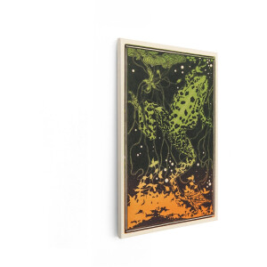 Artaza Canvas Schilderij Kikker - 80x120 cm - Wanddecoratie Dieren - Muurdecoratie Art Nouveau - Decoratie Natuur - Schilderijen Op Canvas Groen