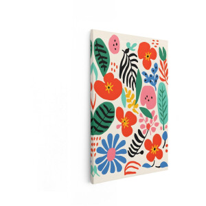 Artaza Canvas Schilderij Abstract Bloemen - 40x60 cm - Wanddecoratie Kleurrijk - Muurdecoratie Bladeren - Decoratie Bloemen Patroon