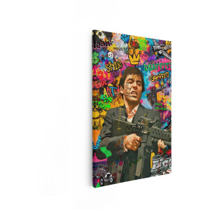 Artaza Canvas Schilderij Scarface - 80x120 cm - Wanddecoratie Tony Montana - Muurdecoratie Graffiti Art - Decoratie Popart Film