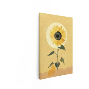 Artaza Canvas Schilderij Zonnebloem met een Heldere Cirkel op de Achtergrond - Zonnige Sfeer - 80x120 cm - Groot - Wanddecoratie Woonkamer - Schilderijen - Muurdecoratie