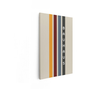 Artaza Canvas Schilderij Bauhaus Design met Verticale Strepen en Tekst in een Minimalistische Stijl - 40x60 cm - Wanddecoratie Woonkamer - Schilderijen - Muurdecoratie