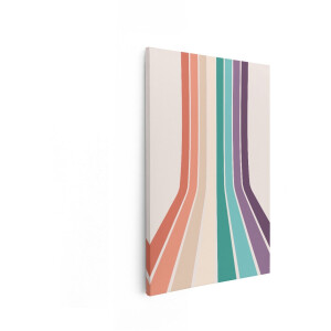 Artaza Canvas Schilderij Retro Strepen - 20x30 cm - Wanddecoratie Abstract - Muurdecoratie Vintage Kleurrijk - Schilderijen Op Canvas