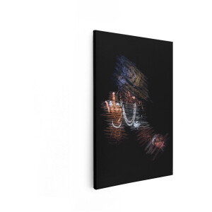 Artaza Canvas Schilderij Abstract - 40x60 cm - Wanddecoratie Man Met Hoed - Muurdecoratie Lijntekening - Decoratie Kettingen Goud