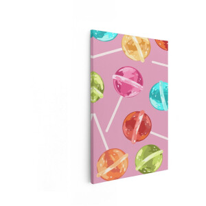 Artaza Canvas Schilderij Lolly's - 60x90 cm - Wanddecoratie Kinderkamer - Muurdecoratie Snoep - Decoratie Meisjeskamer - Kleurrijk