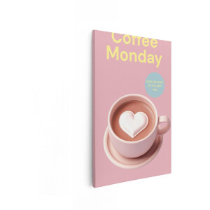 Artaza Canvas Schilderij Koffie - 40x60 cm - Wanddecoratie Hart - Muurdecoratie Roze - Decoratie Tekst Monday - Schilderijen Op Canvas