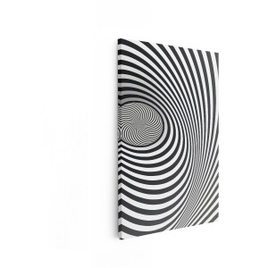 Artaza Canvas Schilderij Abstract - 40x60 cm - Wanddecoratie 3D Spiraal - Muurdecoratie Zwart Wit - Decoratie Optische Illusie