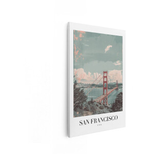 Artaza Canvas Schilderij Golden Gate Bridge San Francisco - 60x90 cm - Wanddecoratie Skyline - Muurdecoratie Vintage - Decoratie Stad