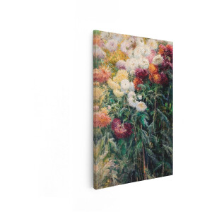 Artaza Canvas Schilderij Levendige Schildering van een Weelderige Tuin Vol Kleurrijke Chrysanten in Volle Bloei - 80x120 cm - Groot - Wanddecoratie Woonkamer - Schilderijen - Muurdecoratie