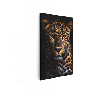 Artaza Canvas Schilderij Luipaard - 40x60 cm - Wanddecoratie Dieren - Muurdecoratie Portret - Decoratie Woonkamer - Groene Ogen
