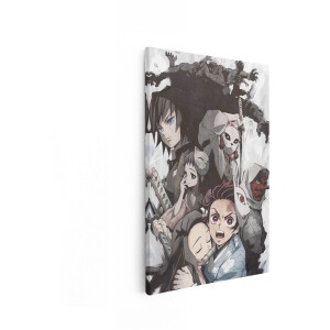Artaza Canvas Schilderij Anime Personages met Maskers en Zwaarden - Demonenjagers in Actie - 80x120 cm - Groot - Wanddecoratie Woonkamer - Schilderijen - Muurdecoratie