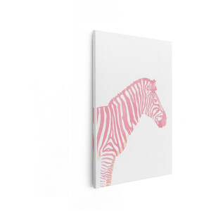 Artaza Canvas Schilderij Zebra - 40x60 cm - Wanddecoratie Kinderkamer - Muurdecoratie Babykamer Dieren - Decoratie Roze