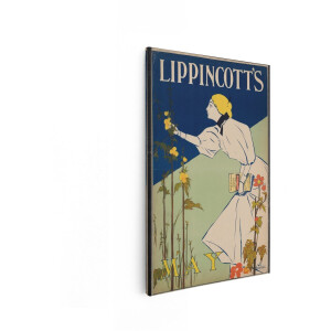 Artaza Canvas Schilderij Lippincotts Meicover van Magazine Toont een Vrouw in een Witte Jurk met Bloemen - 80x120 cm - Groot - Wanddecoratie Woonkamer - Schilderijen - Muurdecoratie