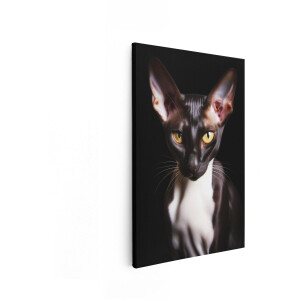 Artaza Canvas Schilderij Kat - 80x120 cm - Wanddecoratie Oosterse Korthaar - Muurdecoratie Dieren - Decoratie Zwart Wit