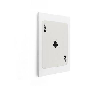 Artaza Canvas Schilderij Aas Van Klaveren - 60x90 cm - Wanddecoratie Speelkaart - Muurdecoratie Zwart Wit - Decoratie Poker Kaart - Kamer Accessoires