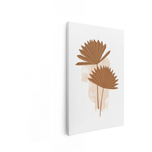 Artaza Canvas Schilderij Boheemse Palmbladeren in Aardetinten met Abstracte Achtergrond - 40x60 cm - Wanddecoratie Woonkamer - Schilderijen - Muurdecoratie