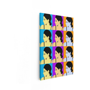 Artaza Canvas Schilderij Vrouw In Profiel - 20x30 cm - Wanddecoratie Pop Art Modern - Muurdecoratie Kleurrijk Portret - Kamer Accessoires