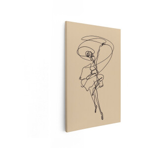 Artaza Canvas Schilderij Elegante Ballerina in Lijntekening met Sierlijke Beweging en Vloeiende Lijnen - 20x30 cm - Klein - Wanddecoratie Woonkamer - Schilderijen - Muurdecoratie