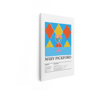 Artaza Canvas Schilderij Mary Pickford Cocktailrecept Illustratie met Kleurrijke Geometrische Achtergrond - 20x30 cm - Klein - Wanddecoratie Woonkamer - Schilderijen - Muurdecoratie