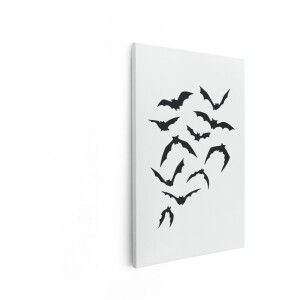 Artaza Canvas Schilderij Een Zwerm Zwarte Vleermuizen Vliegt in de Nacht - een Symbool van Halloween - 40x60 cm - Wanddecoratie Woonkamer - Schilderijen - Muurdecoratie