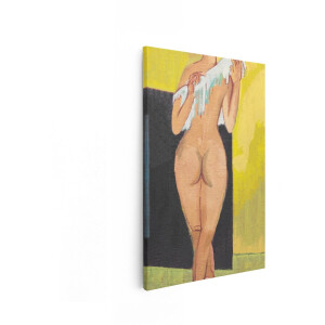 Artaza Canvas Schilderij Vrouw - 40x60 cm - Wanddecoratie Naakt - Muurdecoratie Abstract - Schilderijen Op Canvas Geel