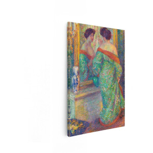 Artaza Canvas Schilderij Vrouw In Kimono - 40x60 cm - Wanddecoratie Vintage - Muurdecoratie Impressionisme - Decoratie Spiegel - Groen