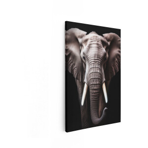 Artaza Canvas Schilderij Close-Up Portret van een Majestueuze Afrikaanse Olifant met Slagtanden - 40x60 cm - Wanddecoratie Woonkamer - Schilderijen - Muurdecoratie