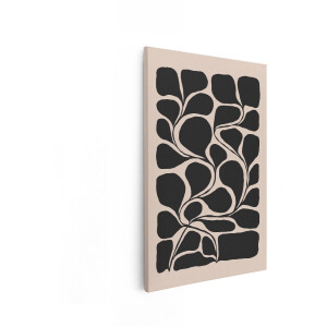 Artaza Canvas Schilderij Abstract - 40x60 cm - Wanddecoratie Boho - Muurdecoratie Modern - Decoratie Bladeren - Zwart
