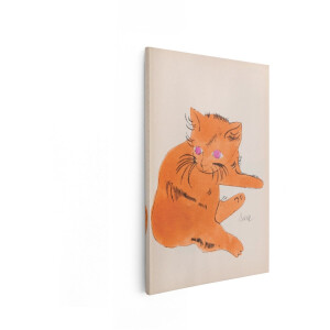 Artaza Canvas Schilderij Katten Andy Warhol - 20x30 cm - Wanddecoratie Pop Art - Muurdecoratie Vintage - Kamer Accessoires Dieren - Oranje