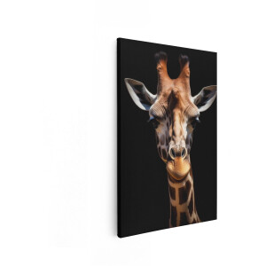 Artaza Canvas Schilderij Giraffe - 80x120 cm - Wanddecoratie Dieren - Muurdecoratie Natuur - Decoratie Dierenkop - Zwart