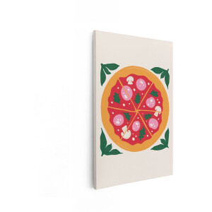 Artaza Canvas Schilderij Verse Pizza met Champignons en Bladgroenten - een Heerlijke Maaltijd - 80x120 cm - Groot - Wanddecoratie Woonkamer - Schilderijen - Muurdecoratie