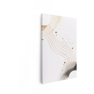 Artaza Canvas Schilderij Abstracte Gouden Lijnen en Cirkels op een Witte Achtergrond - 40x60 cm - Wanddecoratie Woonkamer - Schilderijen - Muurdecoratie